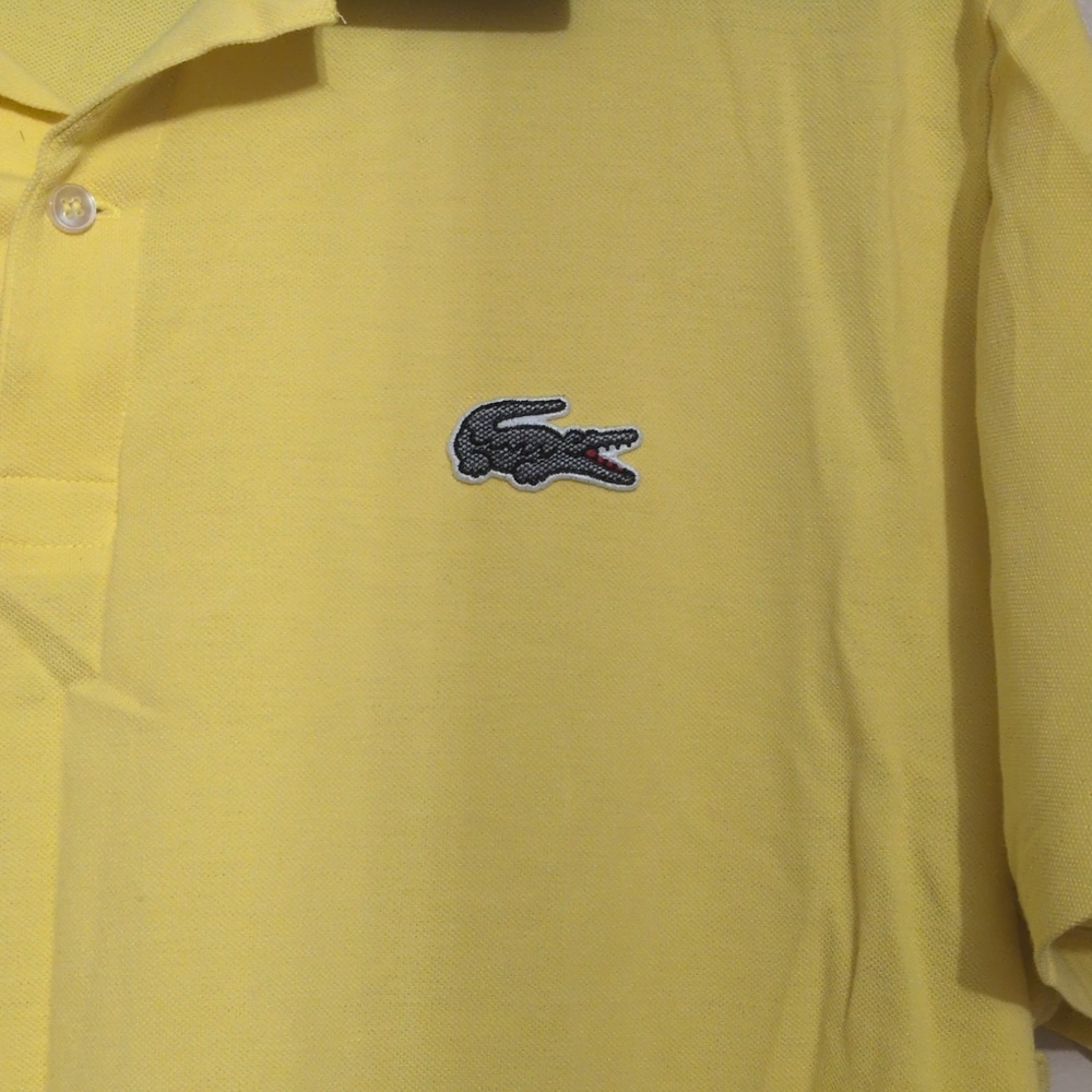 GUC Lacoste men's yellow polo with contrasting gray collar, size 7 (XXL) - Picture 2 of 8
